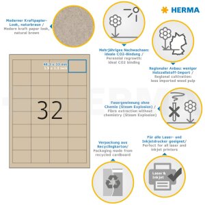 HERMA 10752 Etiquetas A4 48,3x33,8mm papel Silphie marrón natural 20 hojas
