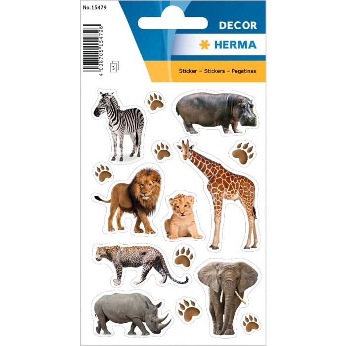 HERMA 15479 Set de vinilos decorativos Animales de África multicolor