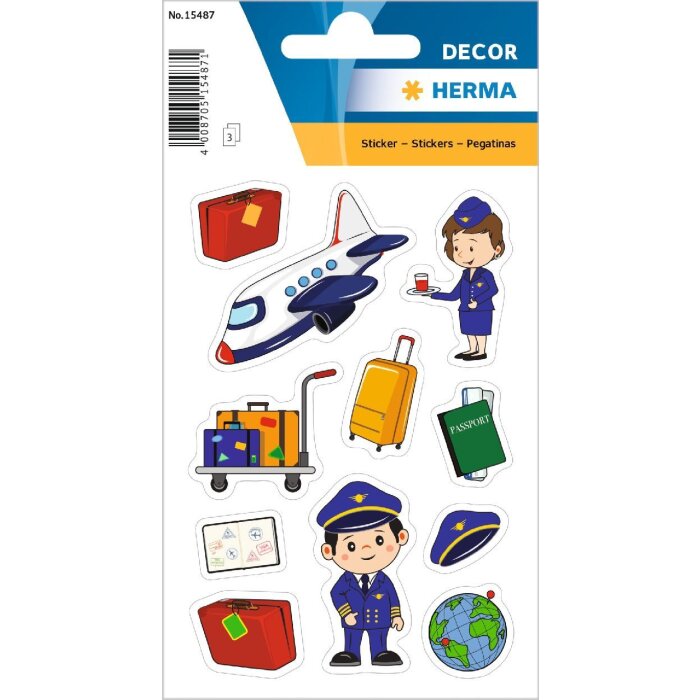 HERMA 15487 Juego de calcomanías piloto de avión y accesorios