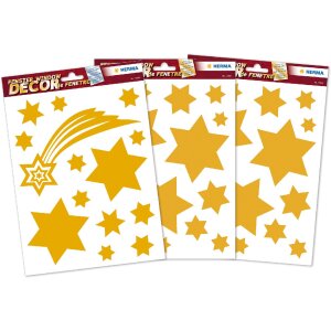 HERMA 15545 Set de pegatinas para ventanas Estrellas de Navidad doradas 44 piezas