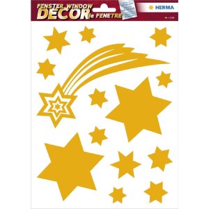 HERMA 15545 Set de pegatinas para ventanas Estrellas de Navidad doradas 44 piezas