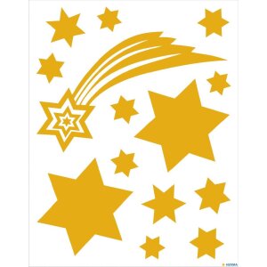 HERMA 15545 Set de pegatinas para ventanas Estrellas de Navidad doradas 44 piezas