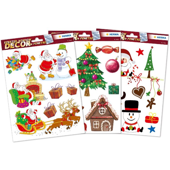 HERMA 15548 Set de pegatinas para ventanas Navidad motivos infantiles 25 piezas