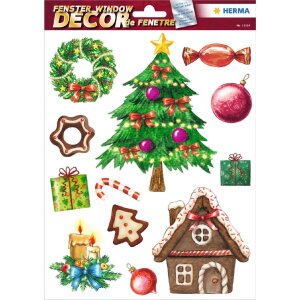 HERMA 15548 Set de pegatinas para ventanas Navidad motivos infantiles 25 piezas