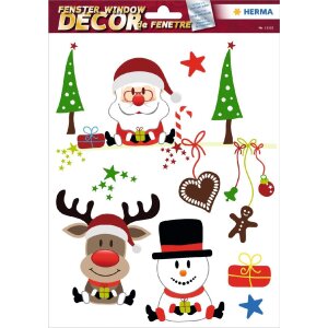 HERMA 15548 Set de pegatinas para ventanas Navidad motivos infantiles 25 piezas