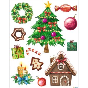 HERMA 15548 Set de pegatinas para ventanas Navidad motivos infantiles 25 piezas