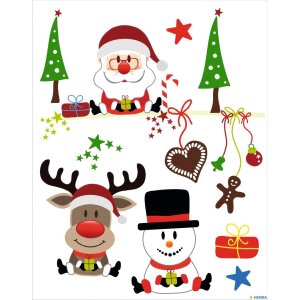 HERMA 15548 Set de pegatinas para ventanas Navidad motivos infantiles 25 piezas