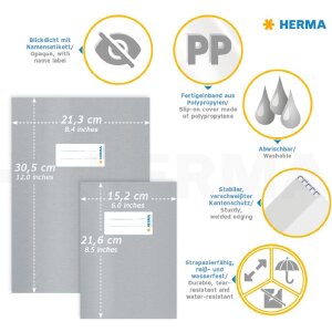HERMA 19996 Juego de protectores de cuadernillos A5 forrados 10 piezas estructura de líber lavable