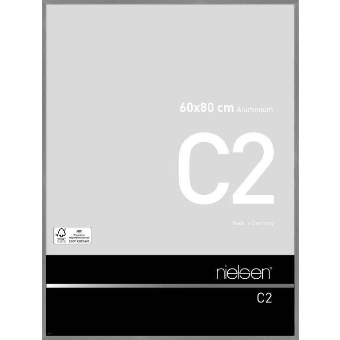 Nielsen Marco de aluminio C2 estructura gris mate 60x80 cm cristal acrílico