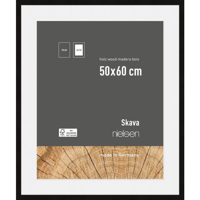 Marco de madera Nielsen Skava negro 50x60 cm con paspartú