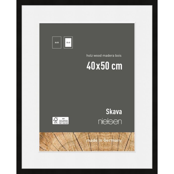 Marco de madera Nielsen Skava negro 40x50 cm incl. passe-partout
