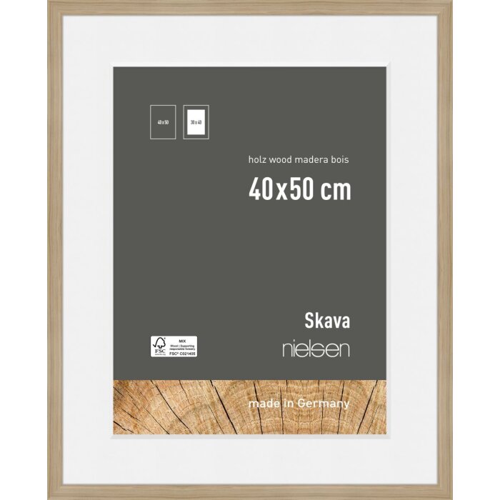 Marco de madera Nielsen roble Skava 40x50 cm con passepartout 30x40 cm