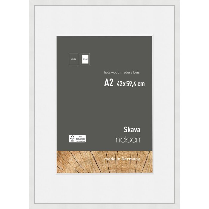 Marco de madera Nielsen Skava blanco 42x59,4 cm con passepartout 29,7x42 cm