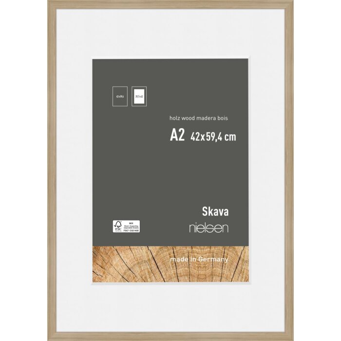Marco de madera Nielsen roble Skava 42x59,4 cm con passepartout 29,7x42 cm