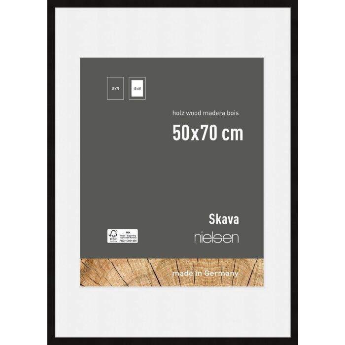Nielsen marco de madera Skava negro 50x70 cm passe-partout 40x60 cm