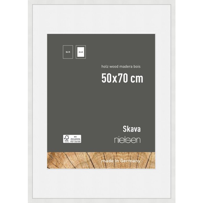 Nielsen Marco de madera Skava Blanco 50x70 cm con Passepartout 40x60 cm