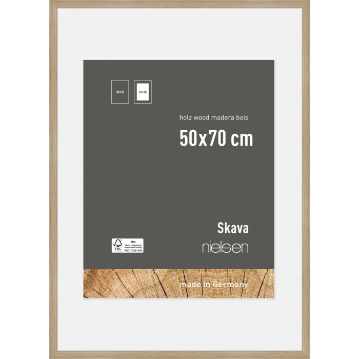 Marco de madera Nielsen roble Skava 50x70 cm con paspartú
