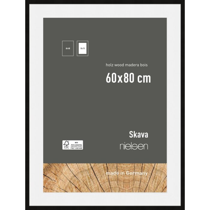 Marco de madera Nielsen Skava Negro 60x80 cm con Passepartout 50x70 cm