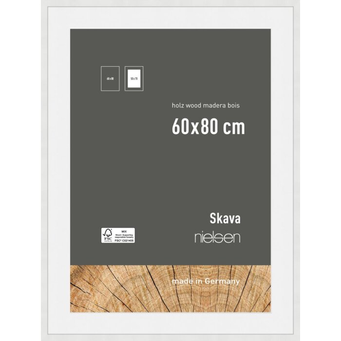 Marco de madera Nielsen Skava Blanco 60x80 cm con Passepartout 50x70 cm