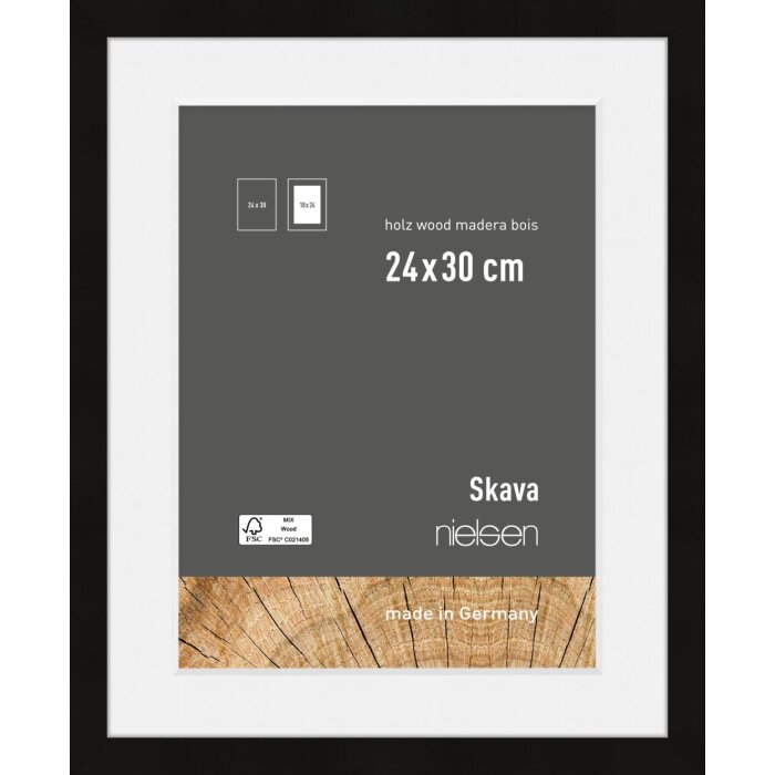 Marco de madera Nielsen Skava negro 24x30 cm con Passepartout 18x24 cm
