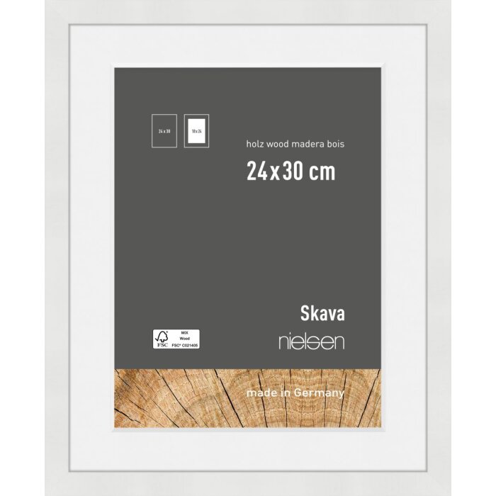 Marco de madera Nielsen Skava Blanco 24x30 cm con Passepartout 18x24 cm