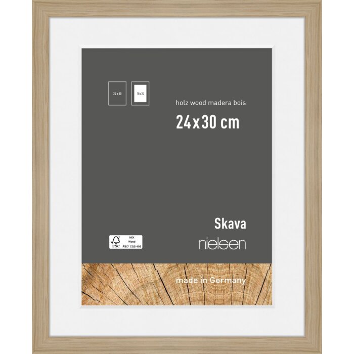 Marco de madera Nielsen roble Skava 24x30 cm con passepartout 18x24 cm