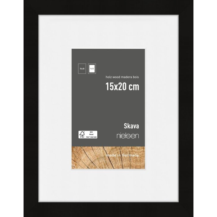 Marco de madera Nielsen Skava Negro 15x20 cm con Passepartout 9x13 cm