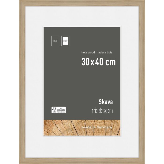 Marco de madera Nielsen roble Skava 30x40 cm con passepartout 21x29,7 cm