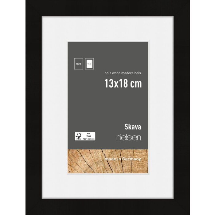 Marco de madera Nielsen Skava Negro 13x18 cm con Passepartout 9x13 cm