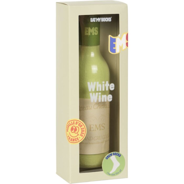 EatMySocks Crew calcetines vino blanco caja de regalo botella mirada 1 par