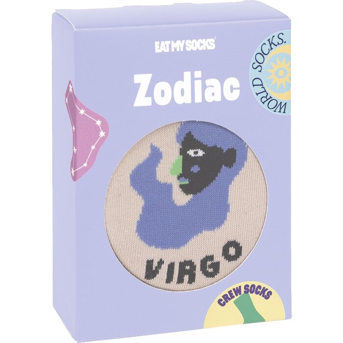 EatMySocks Calcetines de tripulación Virgo 1 par signo zodiacal algodón 30-42
