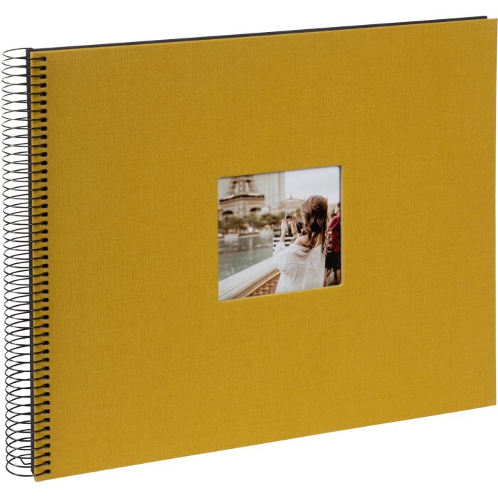 Álbum espiral Goldbuch Bella Vista mostaza 34x30 cm 40 páginas negras perforadas