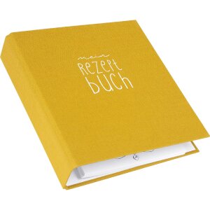 Goldbuch carpeta de recetas Bella Vista mostaza 21x24 cm mecanismo de anillas de lino