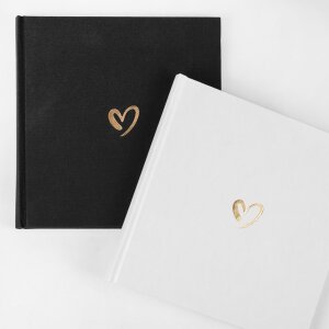 Walther Álbum de Fotos de Lino Emotion Blanco 20x20 cm 40 páginas blancas estampado corazón