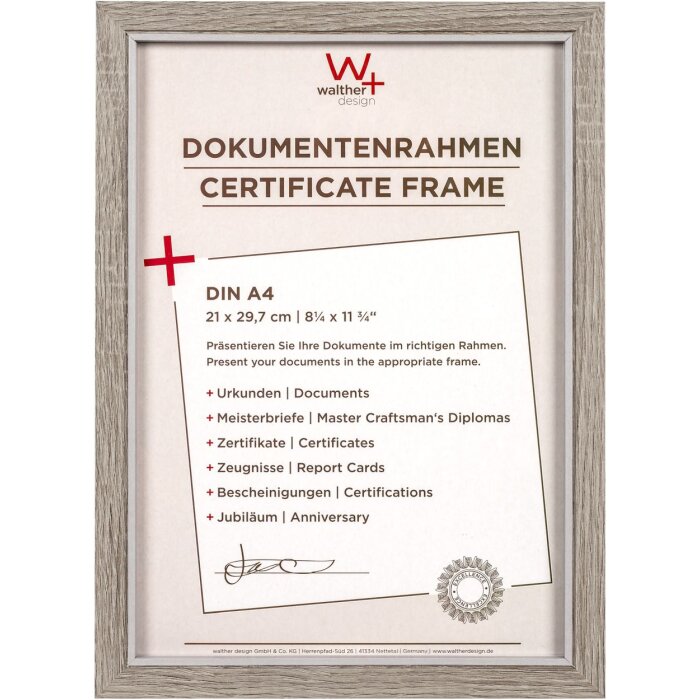 Walther Marco de madera MDF Hygge 21x29,7 cm gris