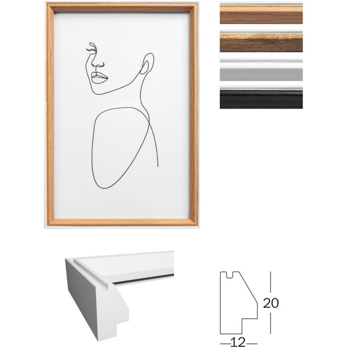 Marco de madera Walther Silueta de madera MDF de 10x15 cm a 30x40 cm cristal transparente
