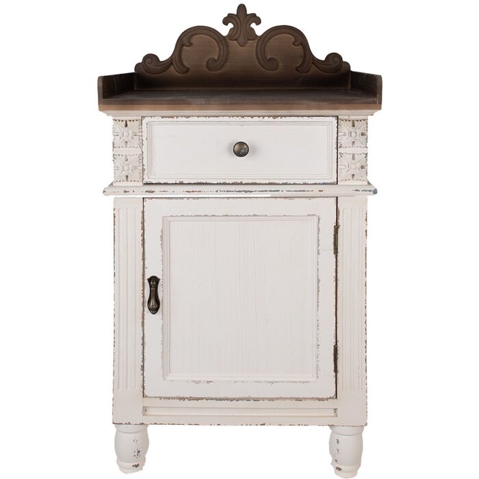 Clayre & Eef 5H0667 Mesilla de noche Blanco Marrón 48x39x89 cm