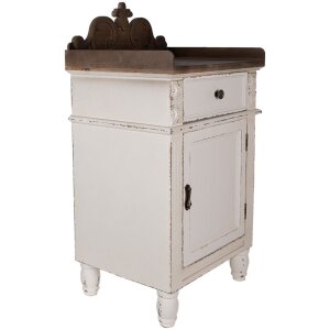 Clayre & Eef 5H0667 Mesilla de noche Blanco Marrón 48x39x89 cm