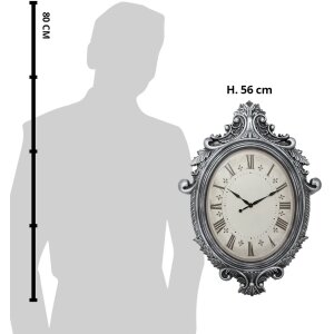 Clayre & Eef 5KL0236 Reloj de pared Plateado Beige 56x6x76 cm - 1xAA
