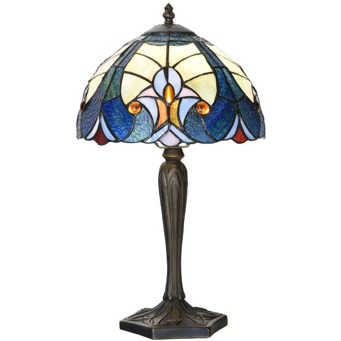 LumiLamp 5LL-6306 Lámpara de mesa Tiffany azul Ø 25x40 cm E14-máx 1x40W