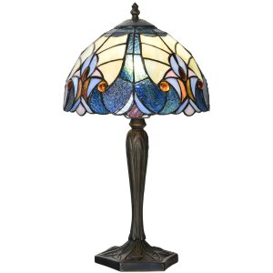 LumiLamp 5LL-6306 Lámpara de mesa Tiffany azul Ø 25x40 cm E14-máx 1x40W