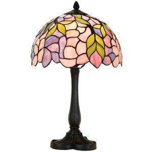 LumiLamp 5LL-6308 Lámpara de mesa Tiffany rosa...