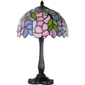LumiLamp 5LL-6308 Lámpara de mesa Tiffany rosa...