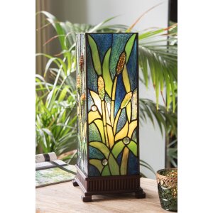 LumiLamp 5LL-6310 Lámpara de mesa Tiffany verde 18x18x45 cm E27-máx 1x60W