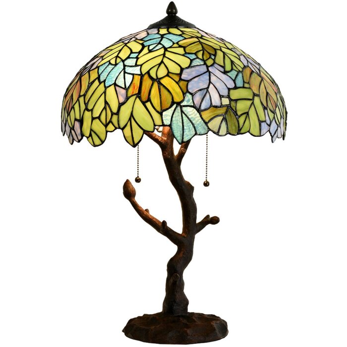 LumiLamp 5LL-6312 Lámpara de mesa Tiffany verde Ø 40x60 cm E27-máx 2x60W
