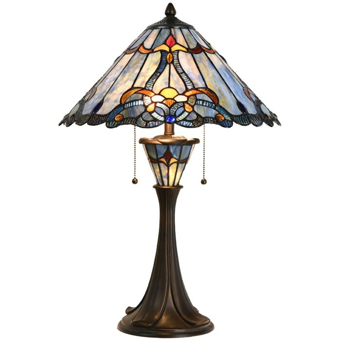 LumiLamp 5LL-6313 Lámpara de mesa Tiffany azul Ø 40x61 cm E27-máx 2x60W