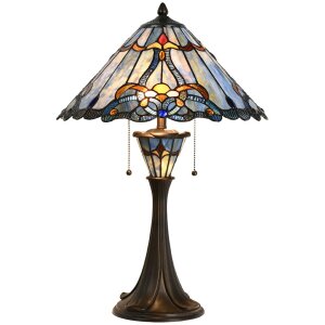 LumiLamp 5LL-6313 Lámpara de mesa Tiffany azul...