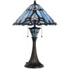 LumiLamp 5LL-6313 Lámpara de mesa Tiffany azul Ø 40x61 cm E27-máx 2x60W
