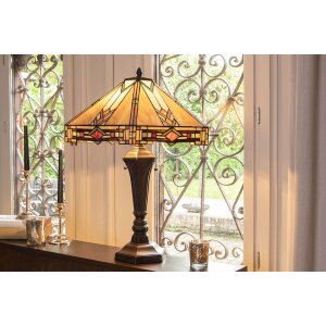LumiLamp 5LL-6325 Lámpara de mesa Tiffany Beige 50x50x75 cm E27-máx 2x60W