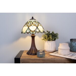 LumiLamp 5LL-6334 Lámpara de mesa Tiffany Beige Ø 25x42 cm E14-máx 1x40W